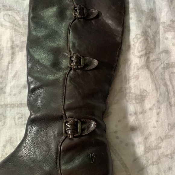 FRYE Paige Tall Riding Boots Buckle Leather Brown 77066 Sz 8.5 - Picture 2 of 9